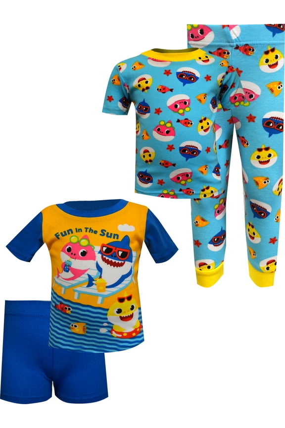 Boys Baby Shark Fun in the Sun 4 Piece Cotton Infant Pajamas (12 mo)