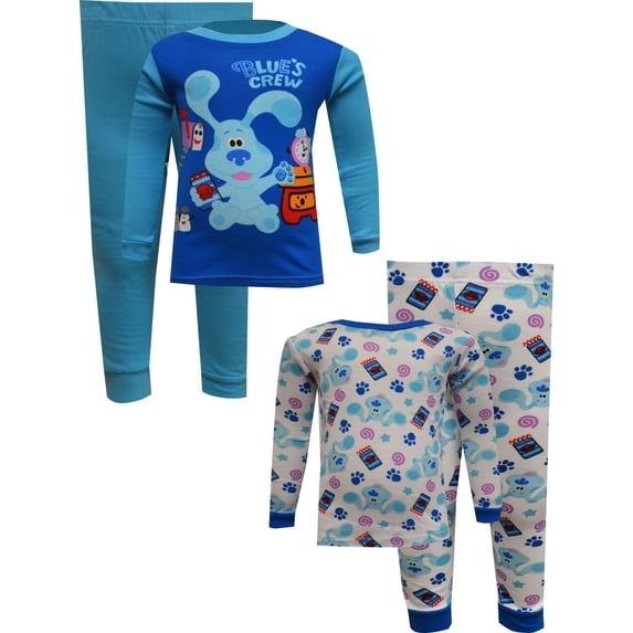 AME Sleepwear Boys Blue's Clues Blue's Crew Cotton Toddler 4 Piece Pajamas (4T)