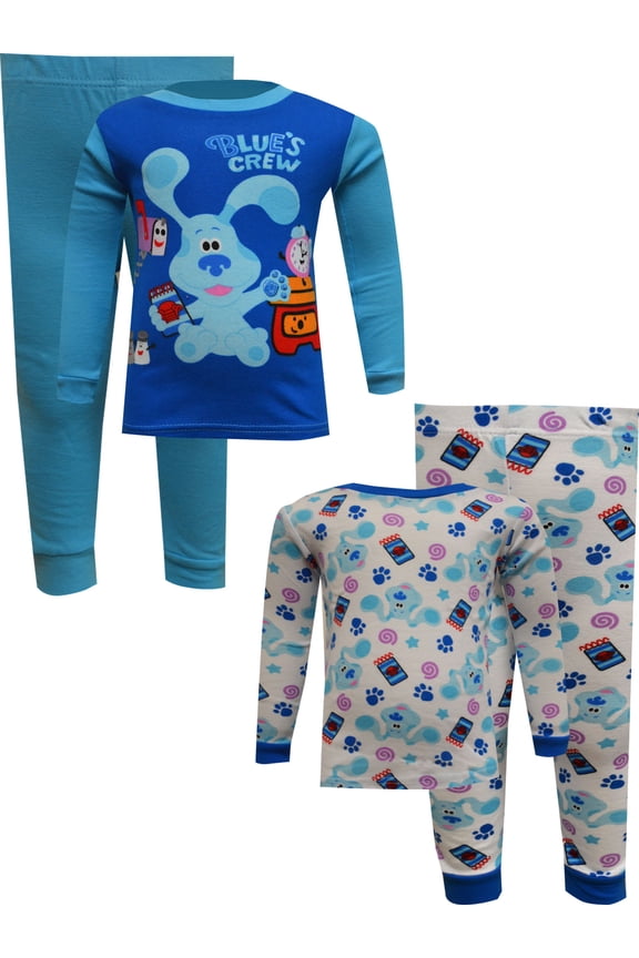 Boys Blue's Clues Blue's Crew Cotton Toddler 4 Piece Pajamas (4T)