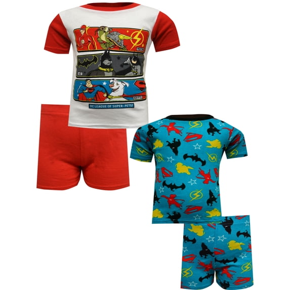 AME Sleepwear Boys DC Comics League of Super Pets Cotton Toddler 4 Piece Pajamas (4T)