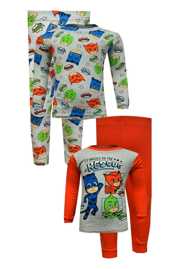 Boys PJ Masks To The Rescue Cotton Toddler 4 Piece Pajama Set (2T)
