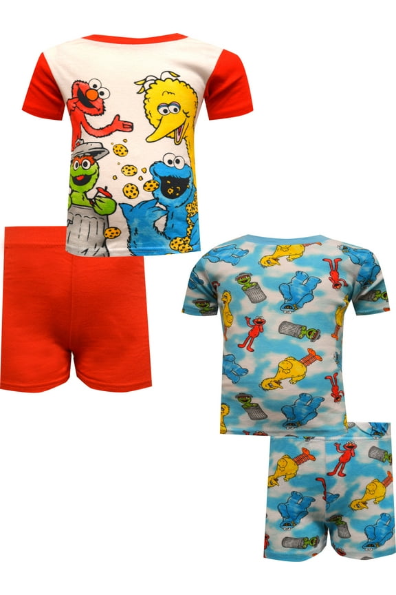 Boys Sesame Street Best Friends 4 Piece Cotton Toddler Pajamas (3T)