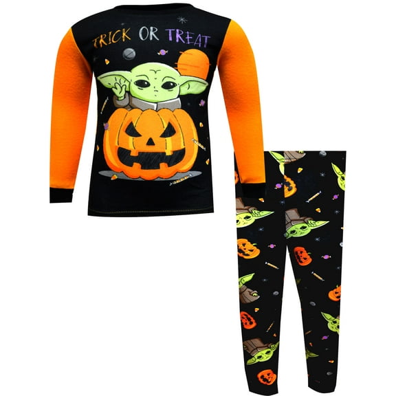 AME Sleepwear Boys Star Wars Mandalorian Grogu Trick or Treat Halloween Pajamas (4)