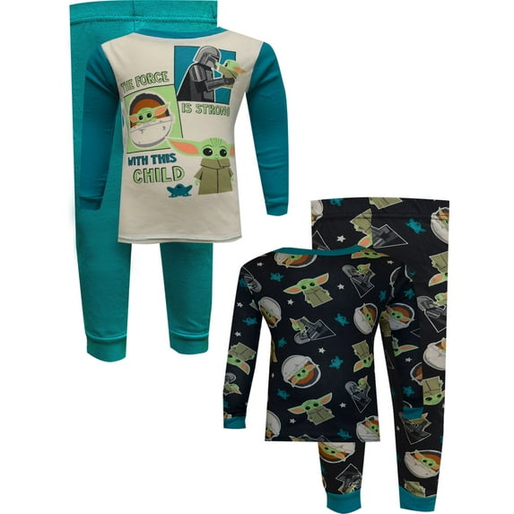 AME Sleepwear Boys Star Wars Mandalorian The Force Infant 4 Piece Cotton Pajama