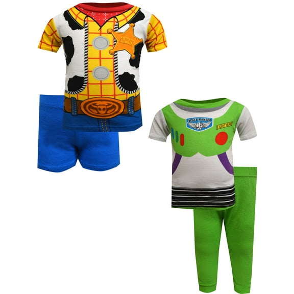 AME Sleepwear Boys Toy Story Buzz Lightyear and Woody Infant Cotton 4 Pc Pajamas