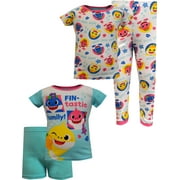AME Sleepwear Girls Baby Shark Fintastic Family 4 Piece Cotton Infant Pajamas