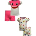 thumbnail image 1 of AME Sleepwear Girls Baby Shark Girls Pink 4 Piece Cotton Infant Shortie Pajamas, 1 of 1