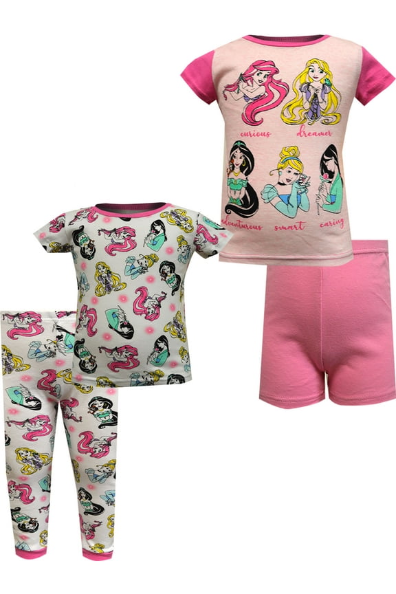 Girls Disney Princesses Inspirational 4 Piece Cotton Infant Pajama