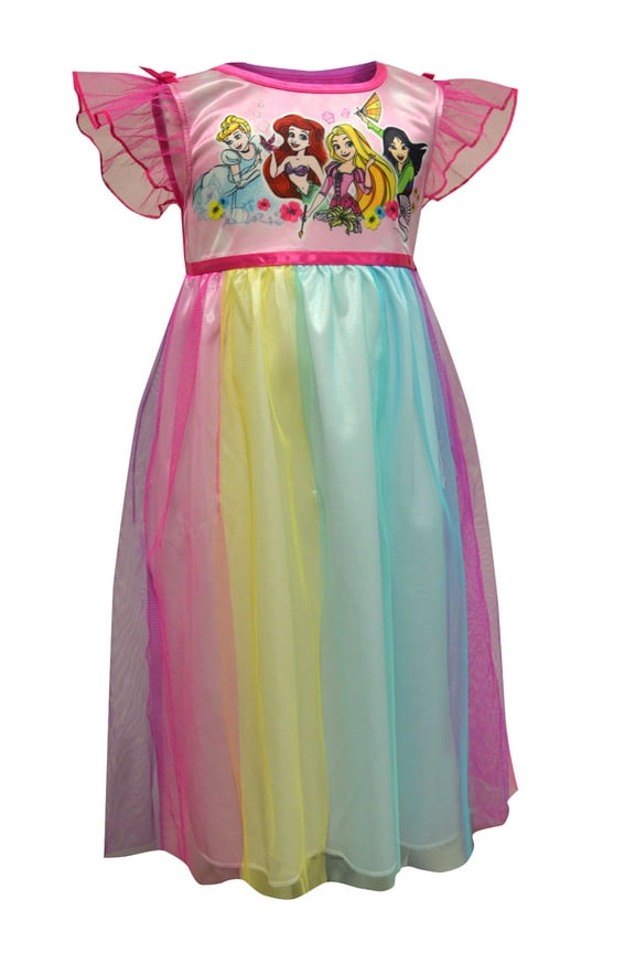 Girls Disney Princesses Rainbow Overlay Toddler Nightgown (2T)