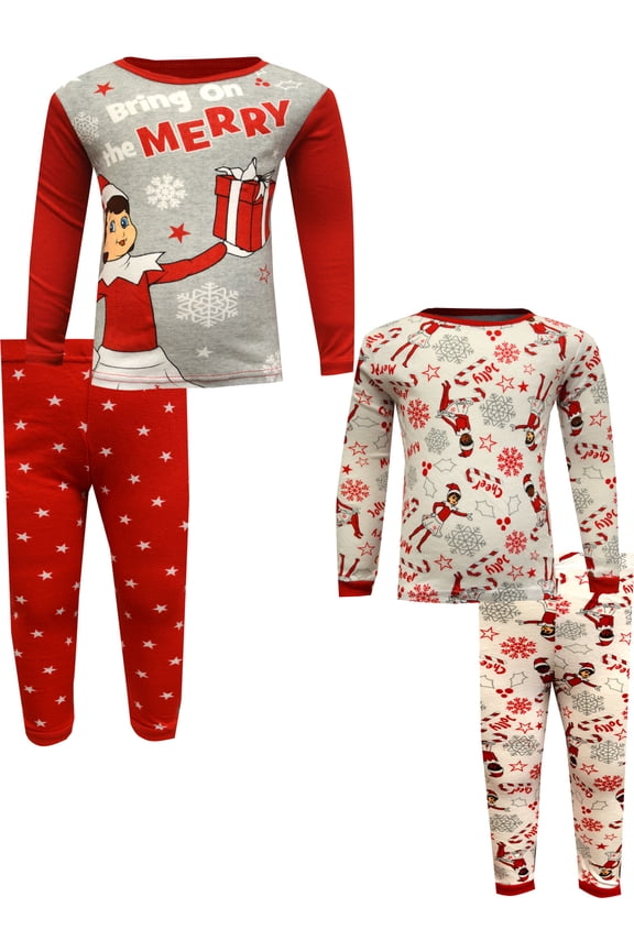 Girls Elf on the Shelf Bring on the Merry 4 Piece Cotton Pajamas (6)