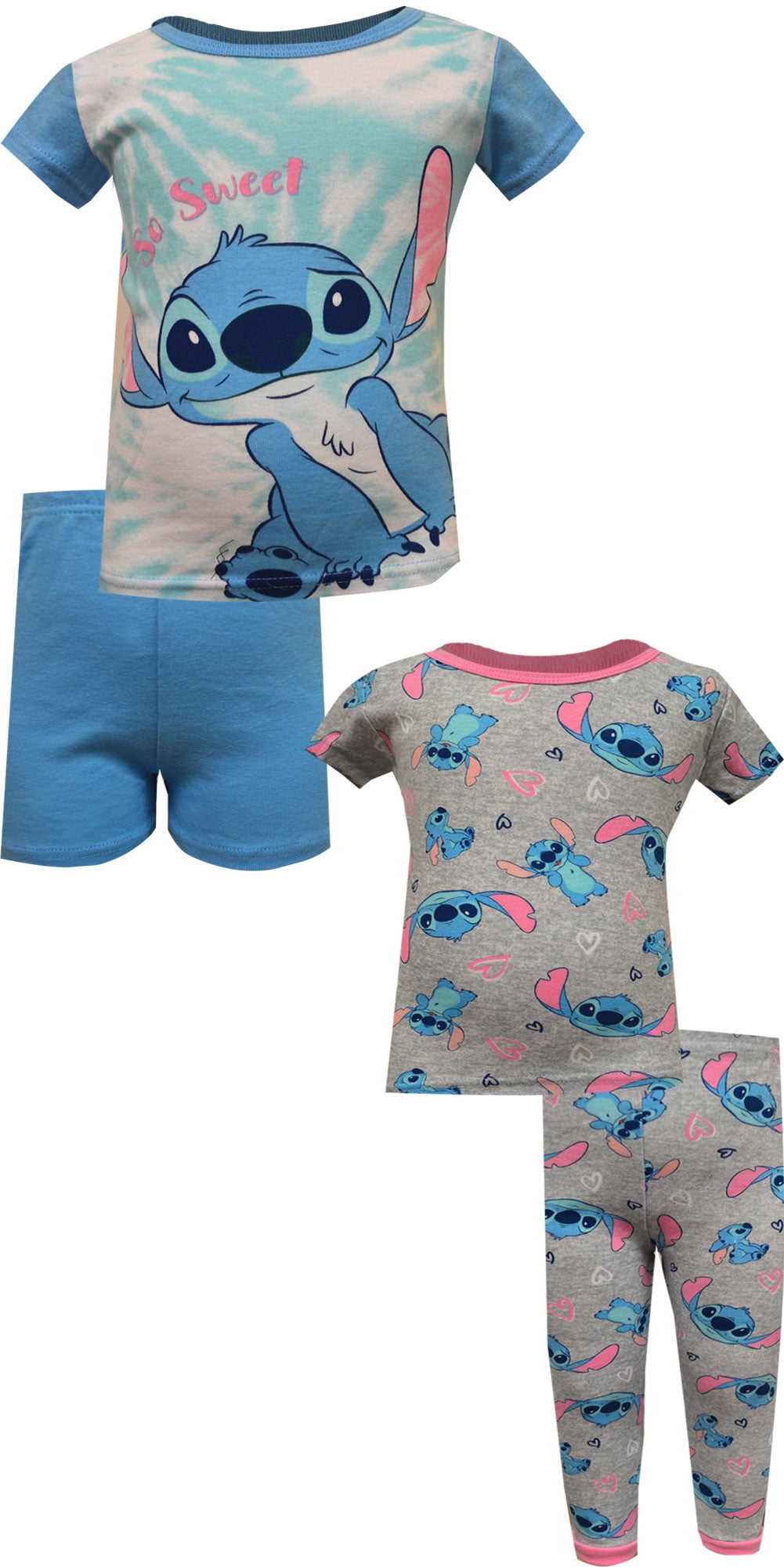 AME Sleepwear Girls' Lilo and Stitch So Sweet Toddler 4 Pc Cotton ...