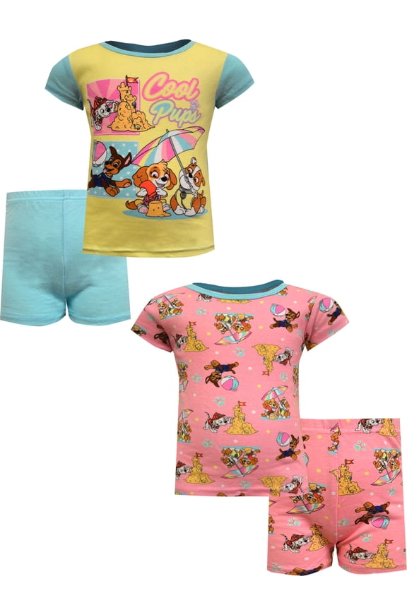 AME Sleepwear Girls Paw Patrol Cool Pups Cotton 4 Piece Infant Shortie Pajamas