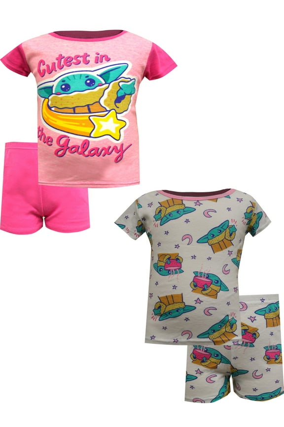 Girls Star Wars Mandalorian Cutest in the Galaxy 4 Pc Toddler Shortie Pajamas (4T)