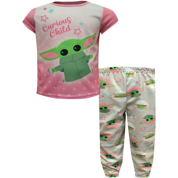 AME Sleepwear Girls Star Wars Mandalorian Grogu Curious Child Toddler Pajamas (4T)
