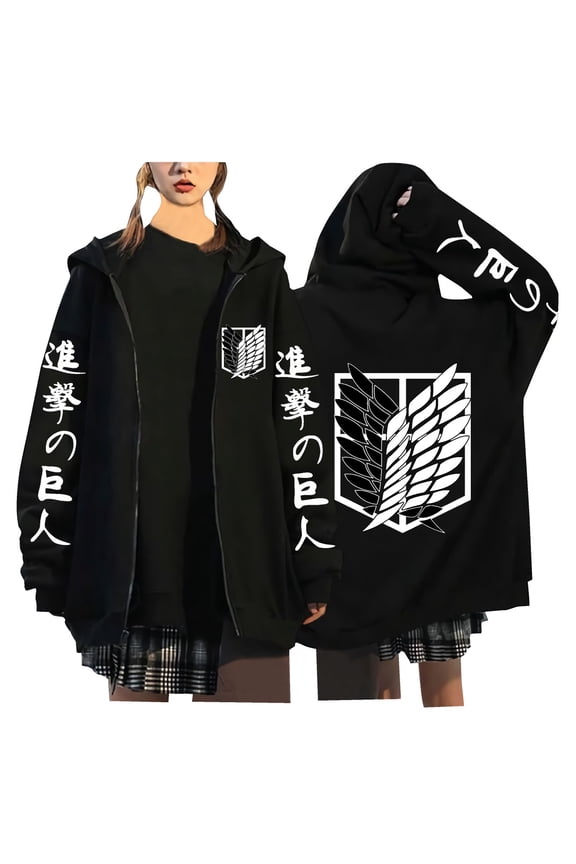 Attack on Ti-tan Zipper Hoodie Anime Character Cosplay Casual Long-Sleeve Pullover Hoodie Unisex