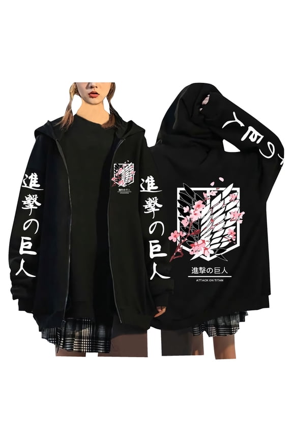 Attack on Ti-tan Zipper Hoodie Anime Character Cosplay Casual Long-Sleeve Pullover Hoodie Unisex