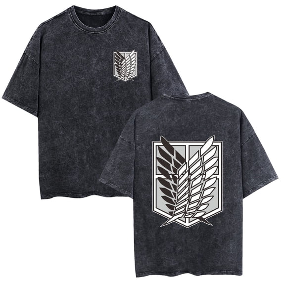 AMEDRXQ Attack on Ti-tan washed retro cotton T-shirt cosplay men and women new trend casual classic T-shirt
