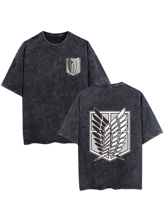 Attack on Ti-tan washed retro cotton T-shirt cosplay men and women new trend casual classic T-shirt