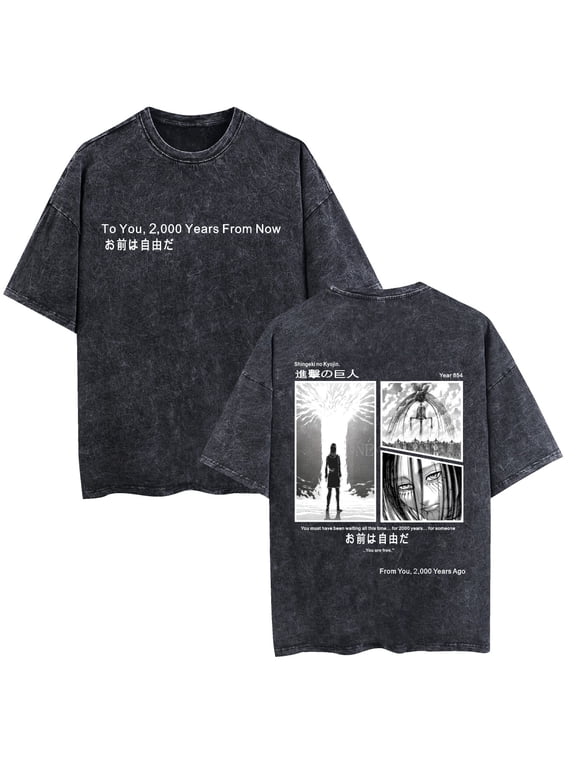 Attack on Ti-tan washed retro cotton T-shirt cosplay men and women new trend casual classic T-shirt