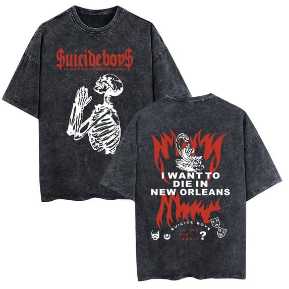 AMEDRXQ Suicideboys Retro Washed Cotton T-Shirt Hip Hop Street Casual T-Shirt Unisex