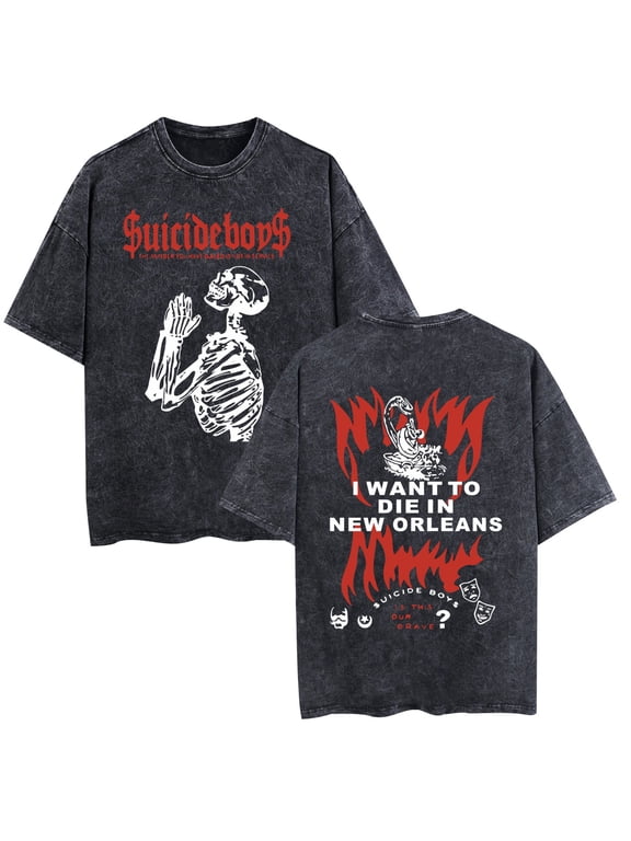 Suicideboys Retro Washed Cotton T-Shirt Hip Hop Street Casual T-Shirt Unisex