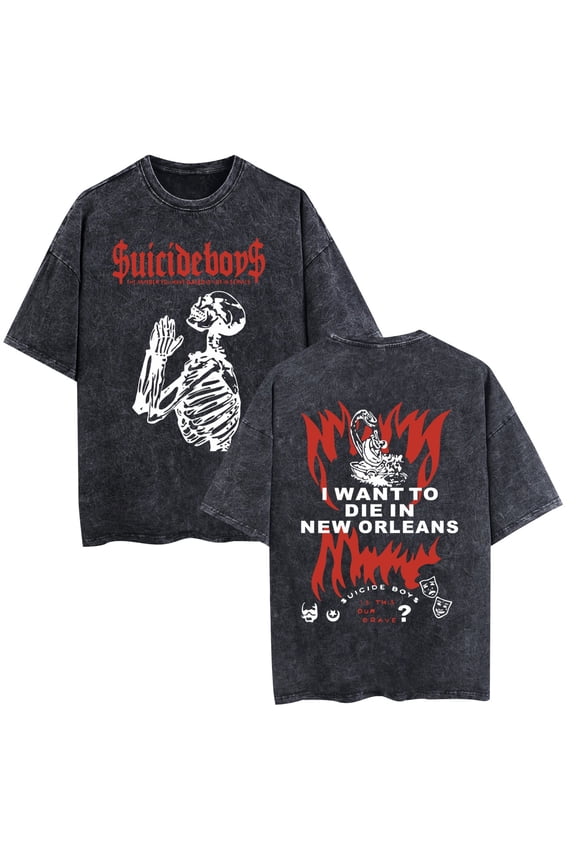 Suicideboys Retro Washed Cotton T-Shirt Hip Hop Street Casual T-Shirt Unisex