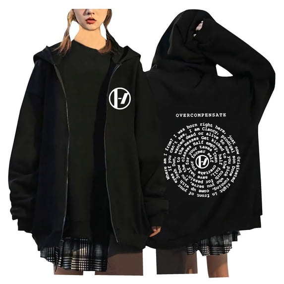 AMEDRXQ Twenty One Pilots Zip-Up Hoodie,Long Sleeve Unisex Hooded Jacket with Pockets