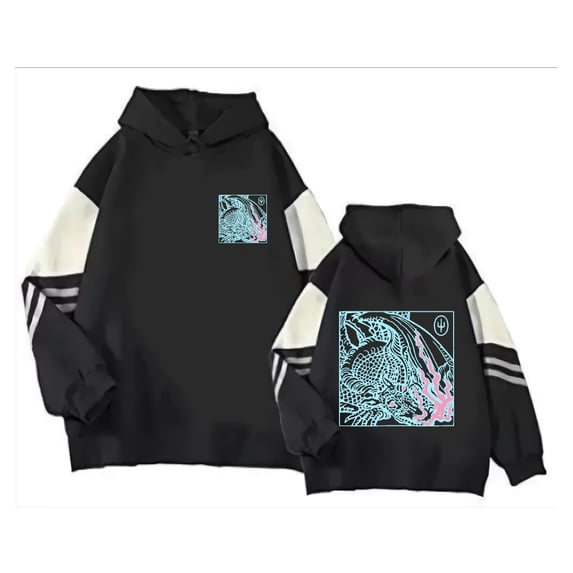 AMEDRXQ Twenty One Pilots patchwork hoodie casual long-sleeved pocketless fashion pullover