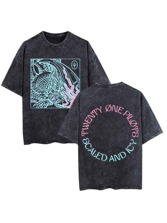 Twenty One Pilots washed vintage cotton T-shirt sheep pattern fun rock hip-hop T-shirt