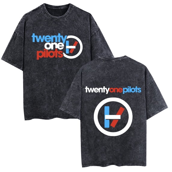 AMEDRXQ Twenty One Pilots washed vintage cotton T-shirt sheep pattern fun rock hip-hop T-shirt