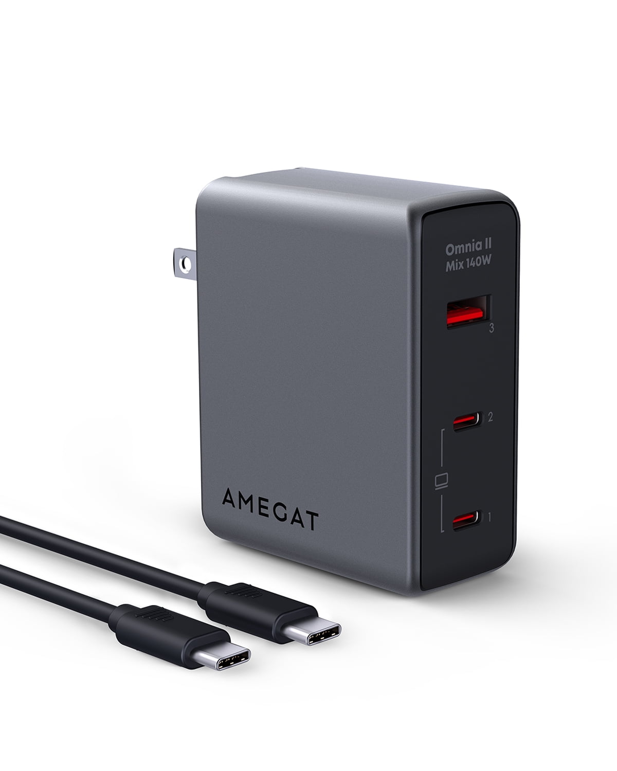 AMEGAT 140W USB C Charger, Omnia II PD3.1 PPS 3-Port Fast GaN Charger ...