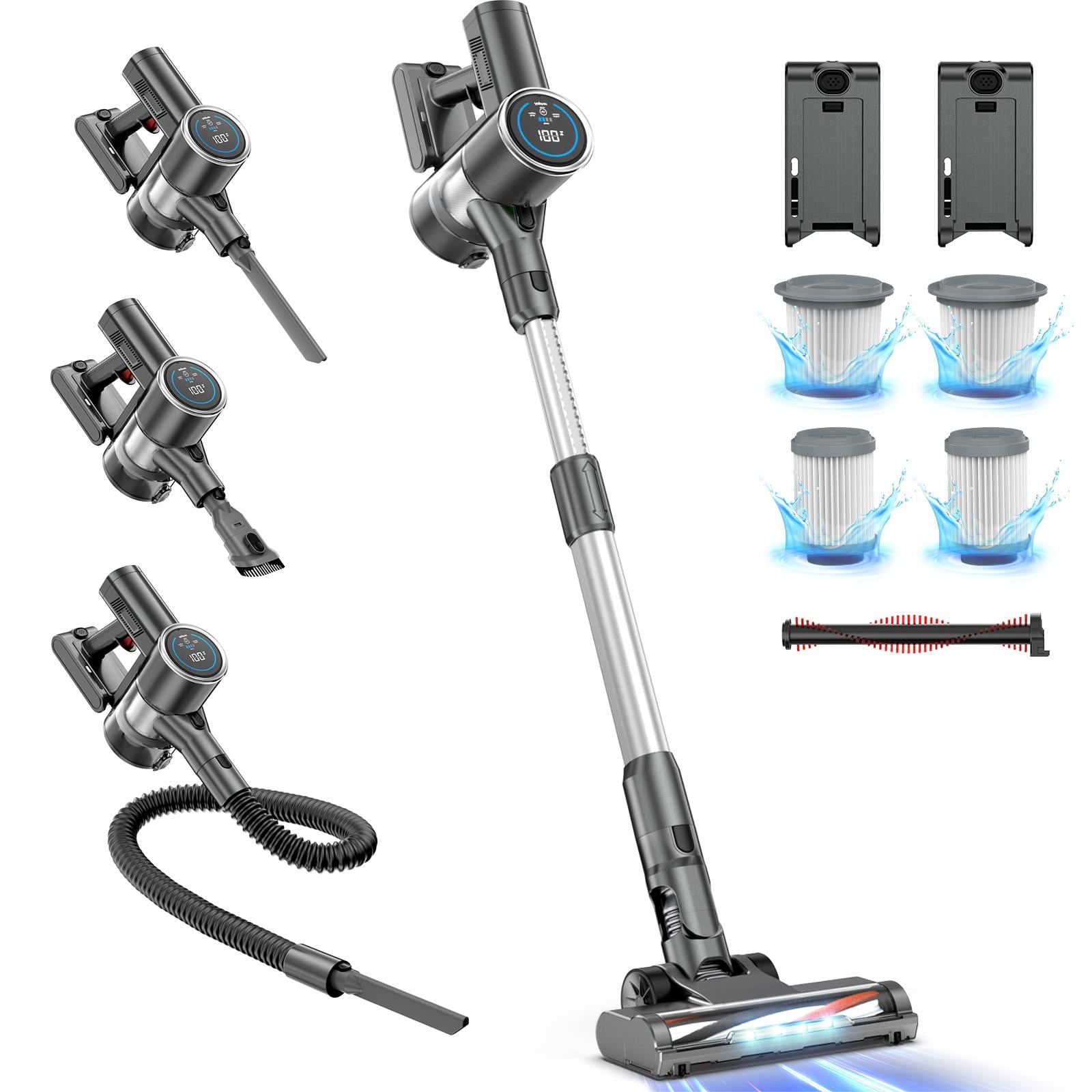 Hewcham 33 kPa 3-in-1 Lightweight Stick Vacuum Cleaner-LED Display