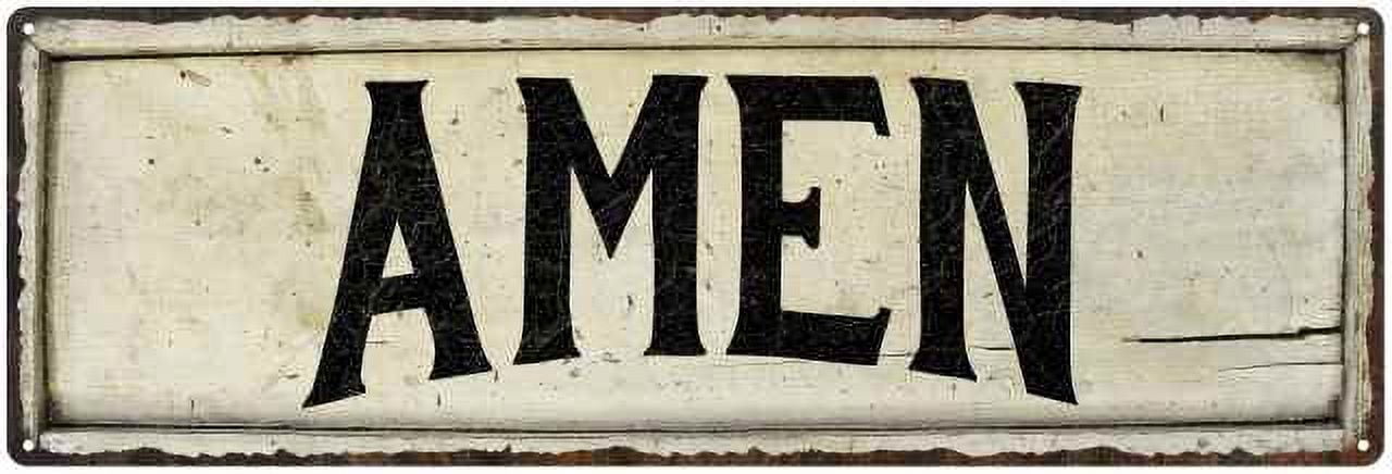 AMEN Farmhouse Style Wood Look Sign Gift 6x18 Metal Decor 206180028078 ...