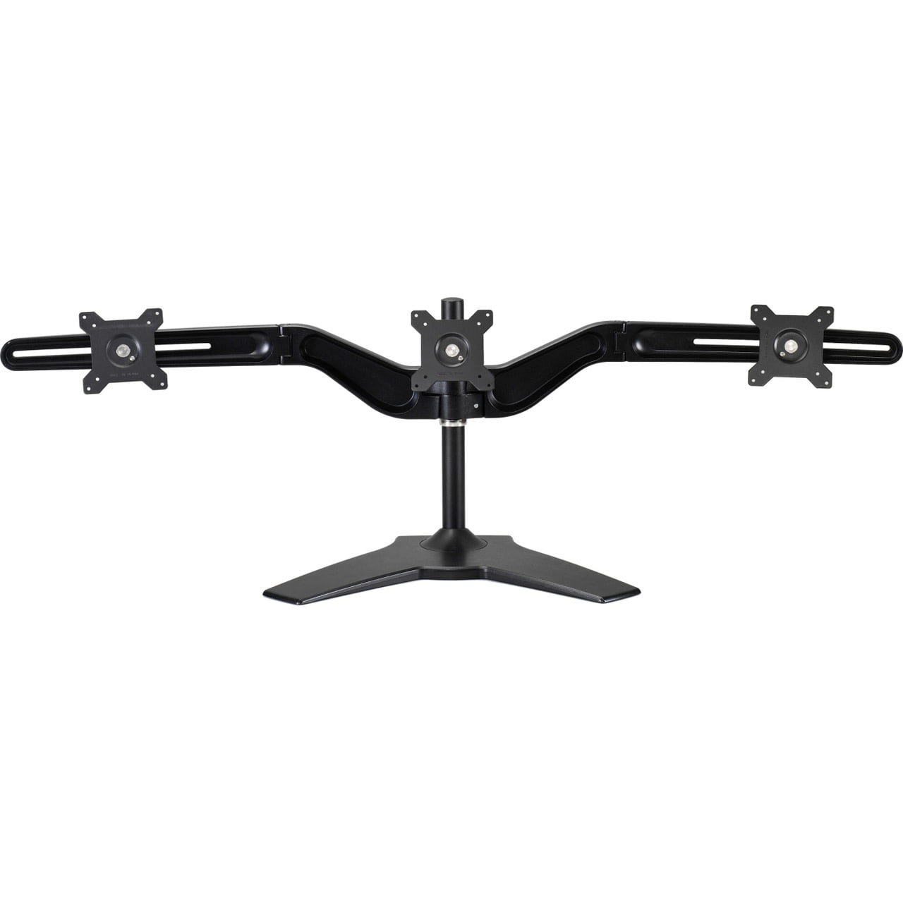 Black Steel and Aluminum Triple Monitor Desktop Stand
