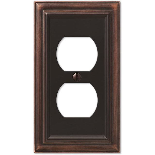 AMERELLE 94DVB Continental Single Duplex Cast Metal Wallplate in Aged