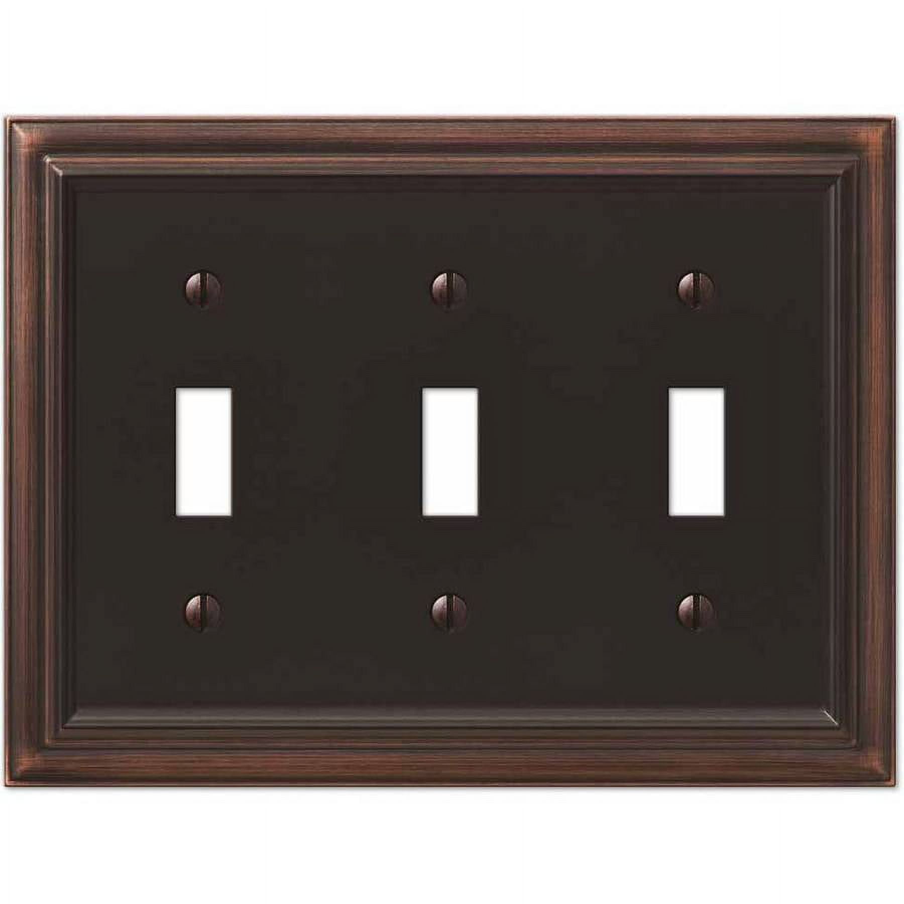 Aged Bronze Triple Toggle Cast Metal Wall Plate