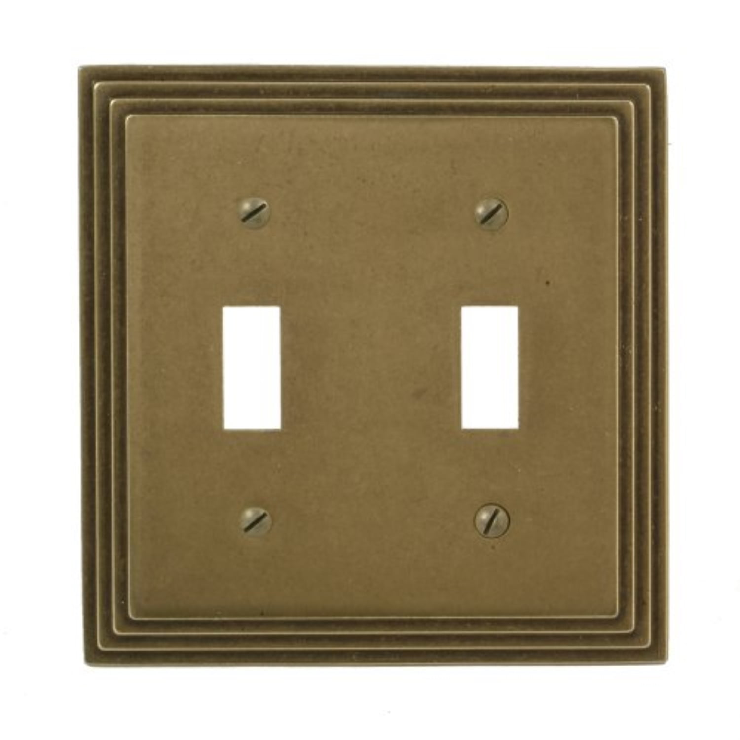 Rustic Brass Double Toggle Cast Metal Wallplate