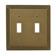 thumbnail image 1 of AMERELLE Tiered 2 Gang Toggle Metal Wall Plate - Rustic Brass, 1 of 7