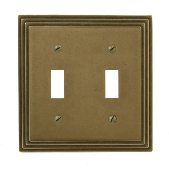 AMERELLE Tiered 2 Gang Toggle Metal Wall Plate - Rustic Brass