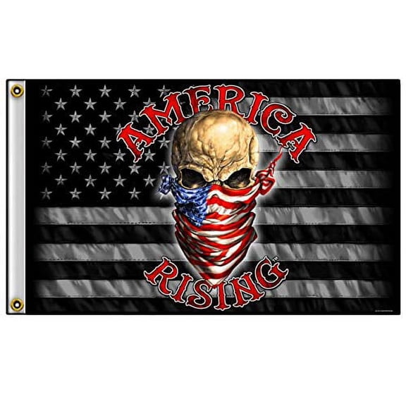 AMERICA RISING - Exclusive Original Artwork, Outdoor Biker FLAG, 3' X 5'
