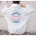thumbnail image 1 of AMERICA VIBES SMILEY FACE Graphic Unisex Fleece Hooded Sweatshirt, 1 of 9