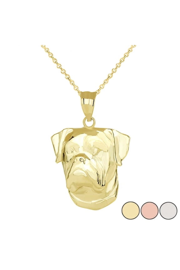 AMERICAN BULLDOG HEAD PENDANT NECKLACE IN GOLD (YELLOW/ ROSE/WHITE) :  14K  Pendant with 20" chain