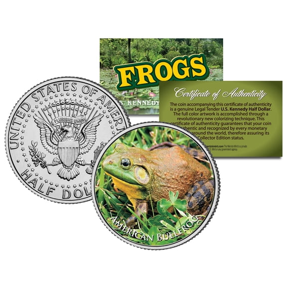 AMERICAN BULLFROG *Collectible Frogs* JFK Kennedy Half Dollar US Colorized Coin