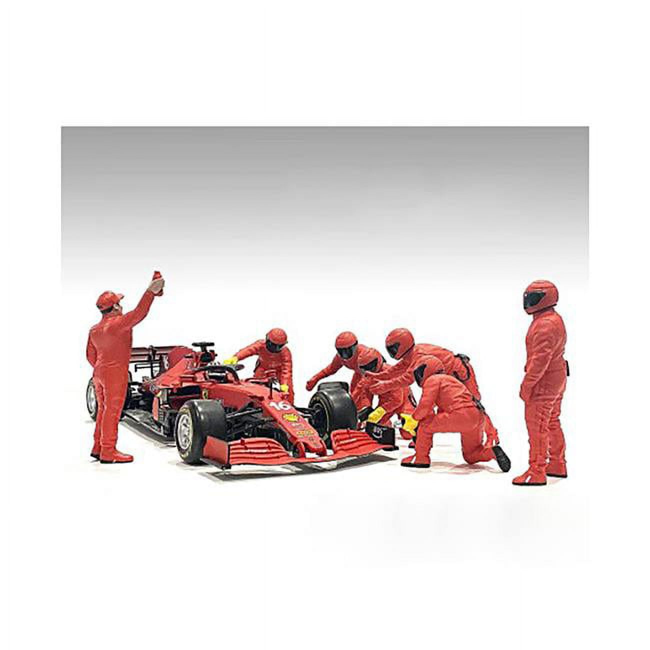 AMERICAN DIORAMA 1/18 FIGURINES F1 Pit Crew Figures Set 3 Team Red