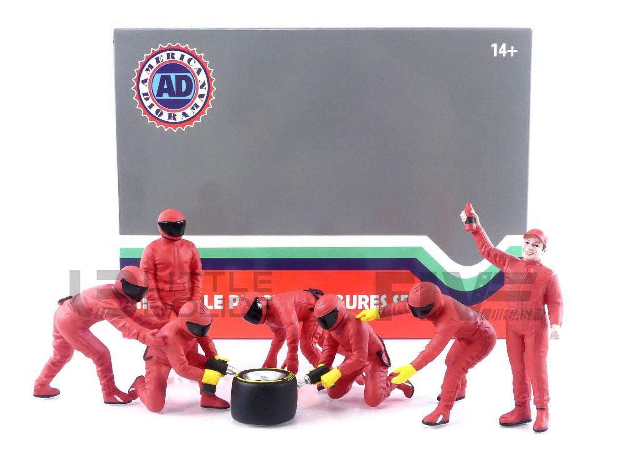 AMERICAN DIORAMA 1/18 - FIGURINES F1 Pit Crew Figures Set 3 Team Red