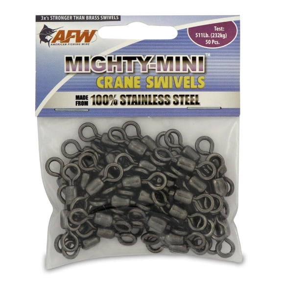 AMERICAN FISHING WIRE AFW Mighty Mini Stainless Steel Crane Swivels - Gunmetal Black #12 - 100lb, 50Pc,Pack