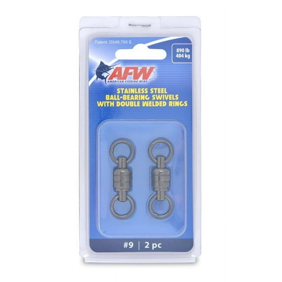 AMERICAN FISHING WIRE AFW Stainless Steel Ball Bearing Swivels With Double Welded #9 - 890lb, 2Pc,Pack