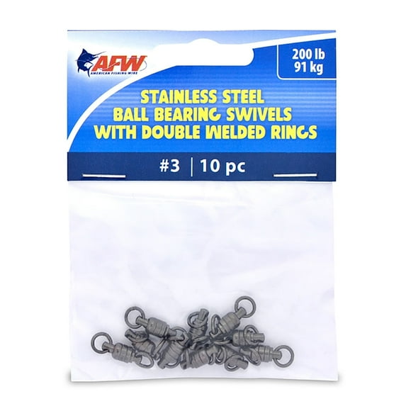 AMERICAN FISHING WIRE AFW Stainless Steel Ball Bearing Swivels With Double Welded Rings 10pc - Gunmetal Black #9
