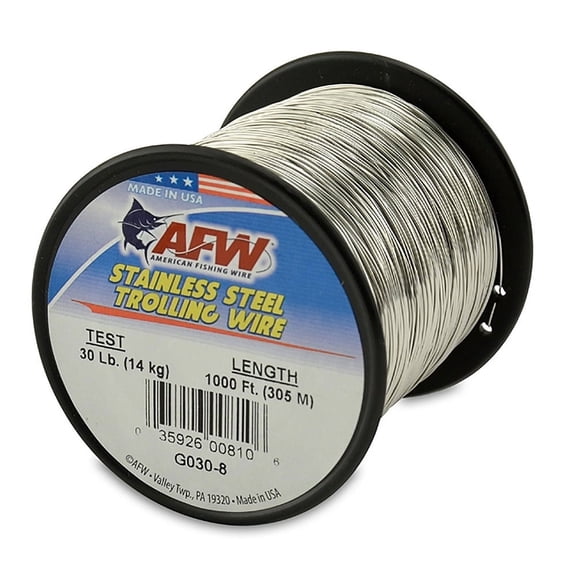 AMERICAN FISHING WIRE AFW Stainless Steel Trolling Wire - Bright 600 Ft, 85# Leader