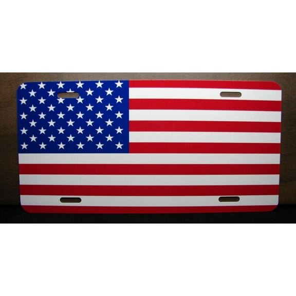 AMERICAN FLAG METAL CAR NOVELTY LICENSE PLATE AUTO TAG. USA FLAG, U.S. FLAG - Aluminum ( 12 inch x 6 inch )